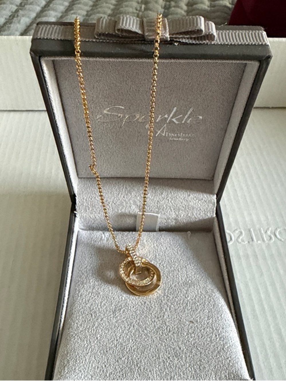 Gold Interlocking Circle Necklace with Pave Accents